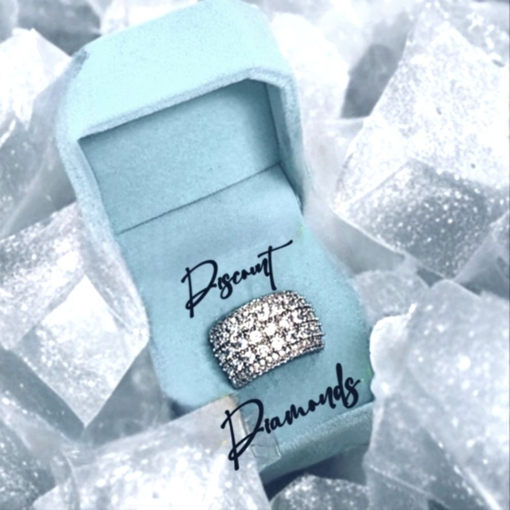 Clear White Baguette Diamond Cocktail Ring on 14K White Gold over 925 Silver 